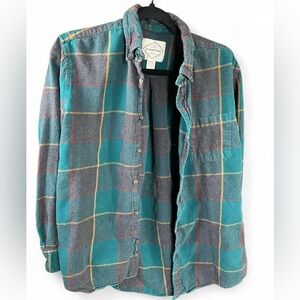 St. John's Bay Men's Teal and Gray Plaid Shirt